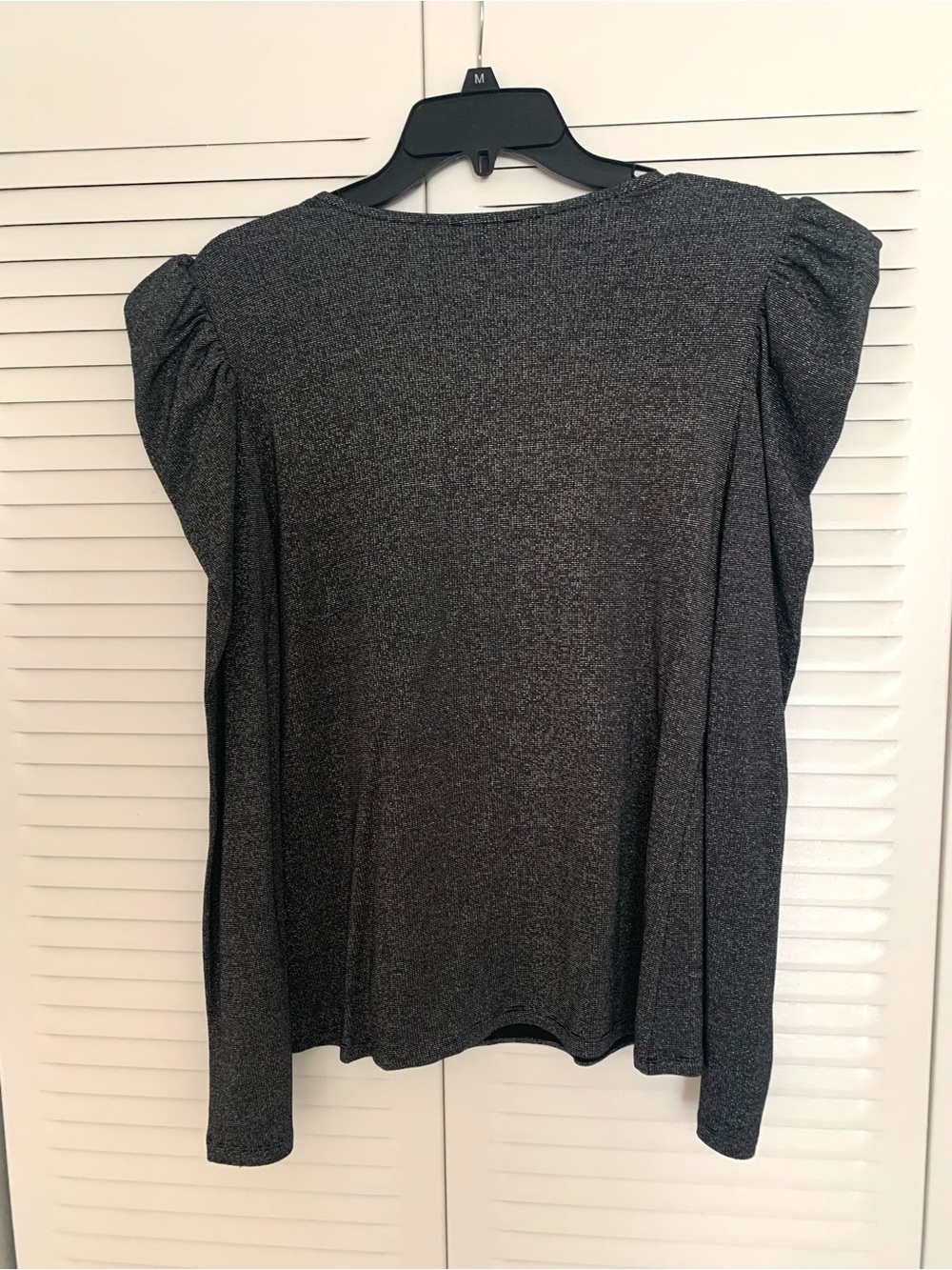 INC Sparkle Square-Neck Puff-Sleeve Top in Charcoal - Picture 5 of 9